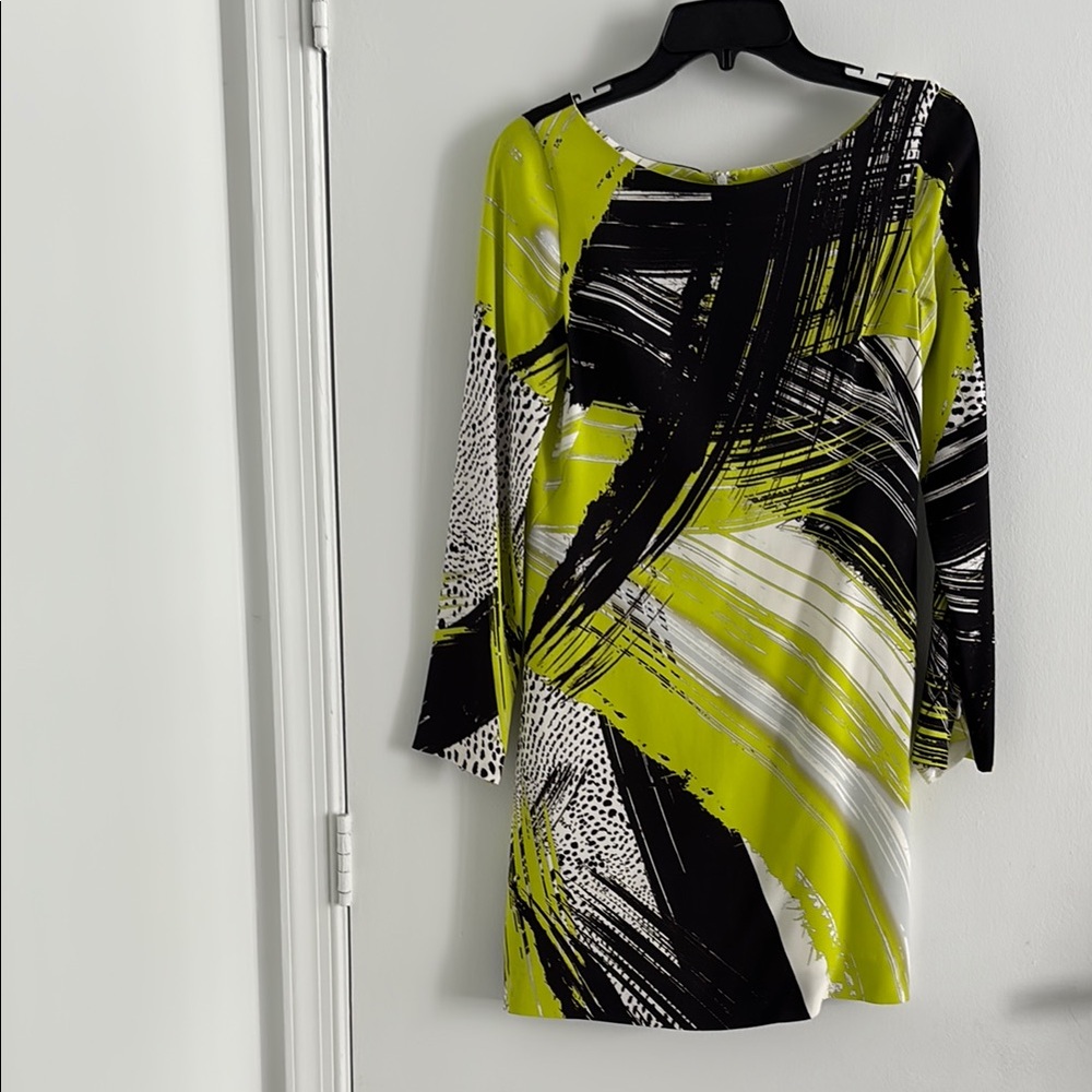 Stylish Women's Dress in Black, White, and Green